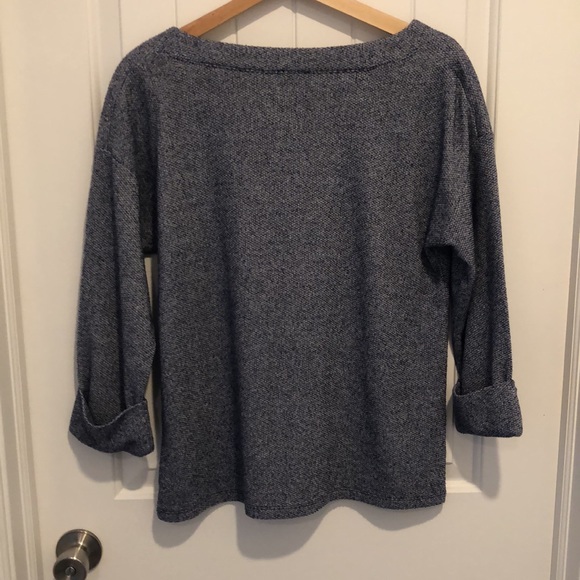 Talbots Blue/White Rolled Cuff Sweater Large - Picture 2 of 5